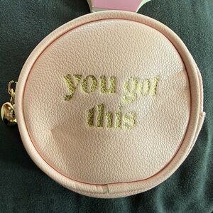 Little Words Project Bracelet Pink Pouch with Gold Accents NWT